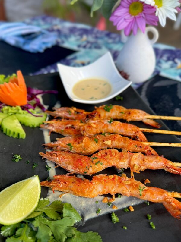 Skewered prawns Harare Thai grilled prawns Moo Ka Thai